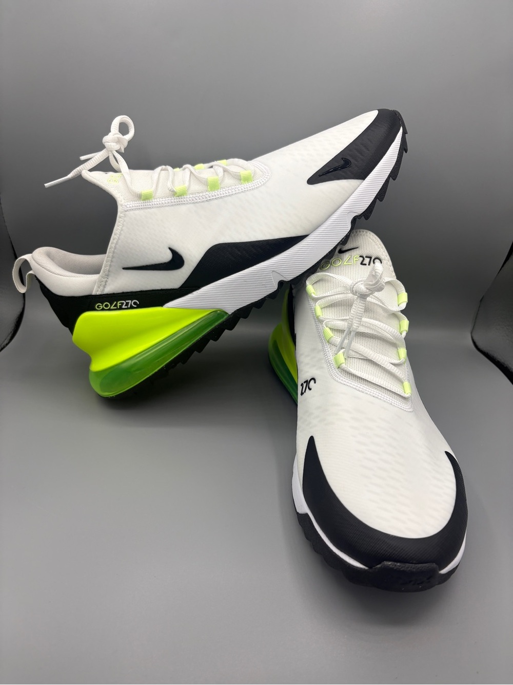 Nike Men's Air Max 270 Golf White Black Volt CK6483-105 Sz 13